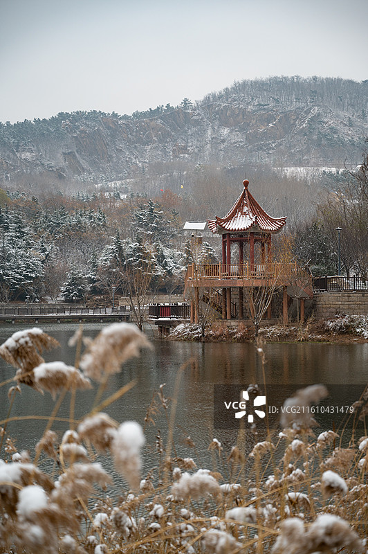初雪的十梅庵图片素材