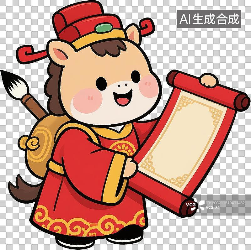 【AI数字艺术】卡通马年插画2026年马年谐音高考考试金榜题名马上成功马上有钱设计元素免抠图形图片素材