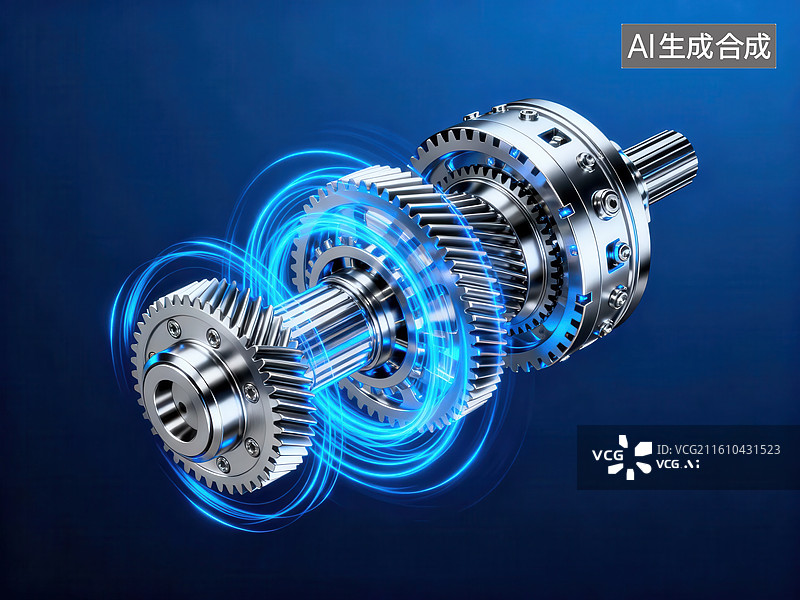 【AI数字艺术】机械齿轮传动系统图片素材