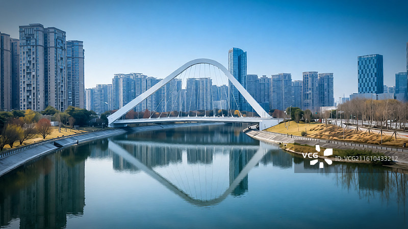 成都府河风光(锦言大桥)图片素材