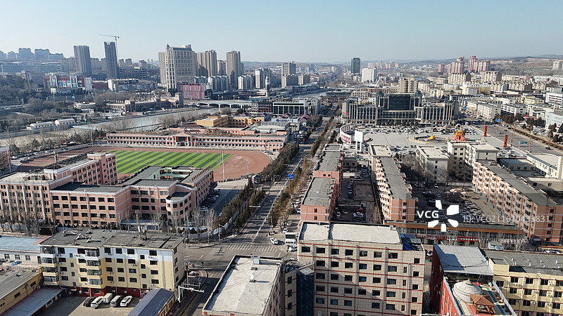 鄂尔多斯准格尔旗千亿县城市航拍图片素材