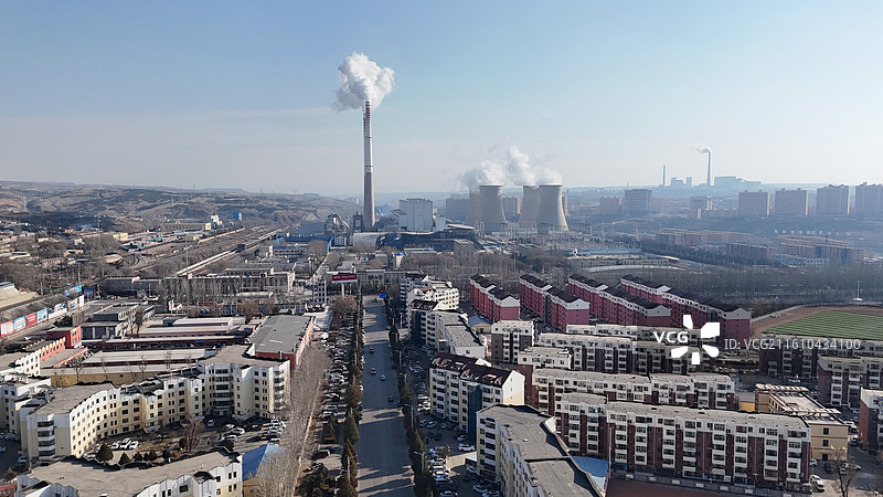 鄂尔多斯准格尔旗千亿县城市航拍图片素材