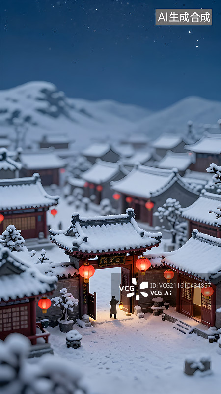 【AI数字艺术】竖版冬至节气海报底图1图片素材