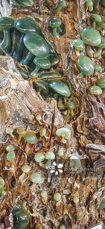 云南德宏州芒市勐巴娜西珍奇园藏品缅甸青玉俏色雕件图片素材