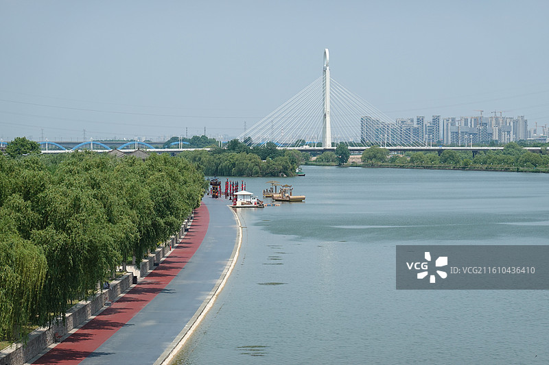 陕西省咸阳市渭河咸阳湖咸阳古渡拍渭城桥图片素材