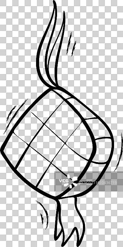 手绘的马来传统食物ketupat ramadan图片素材