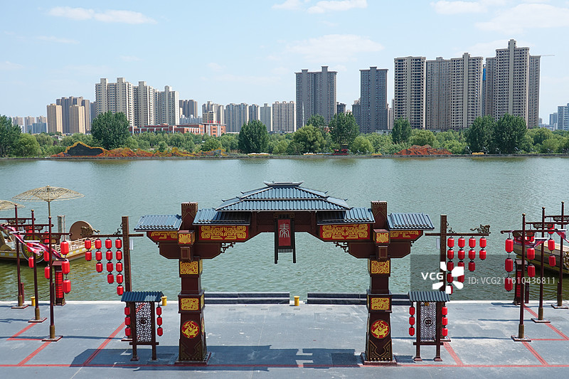 陕西省咸阳市渭河咸阳湖咸阳古渡图片素材