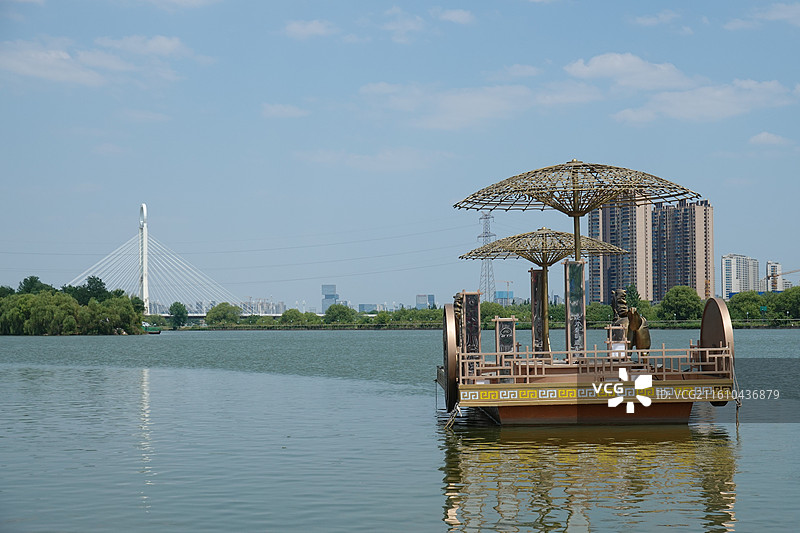 陕西省咸阳市渭河咸阳湖咸阳古渡图片素材