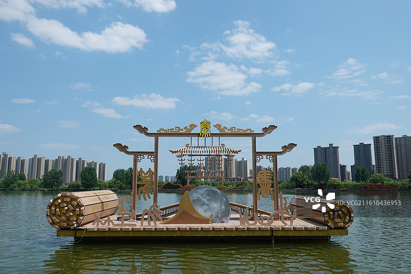 陕西省咸阳市渭河咸阳湖咸阳古渡图片素材