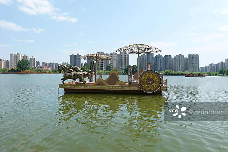 陕西省咸阳市渭河咸阳湖咸阳古渡图片素材