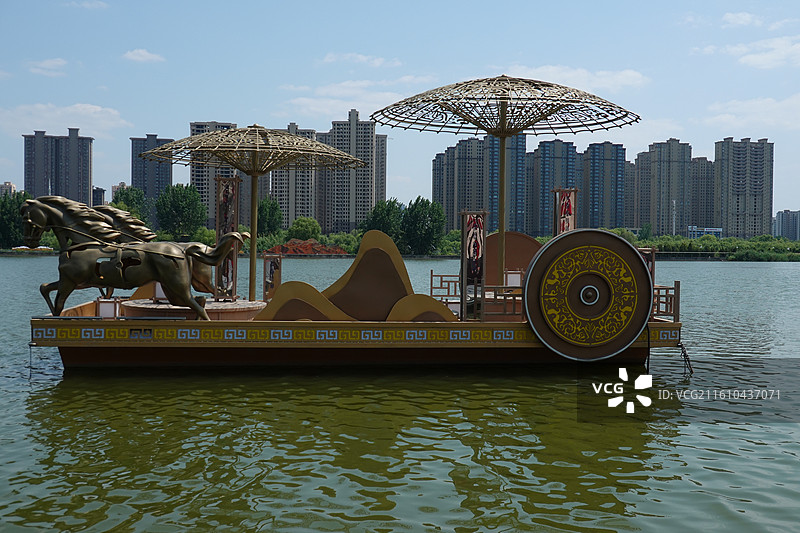 陕西省咸阳市渭河咸阳湖咸阳古渡图片素材