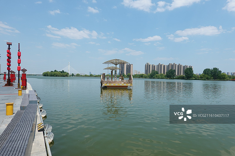 陕西省咸阳市渭河咸阳湖咸阳古渡图片素材