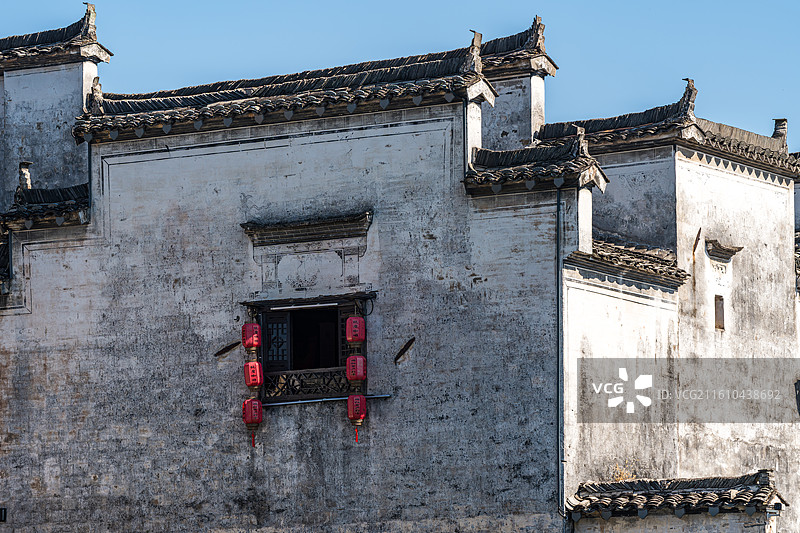 安徽宏村徽派建筑，马头墙图片素材