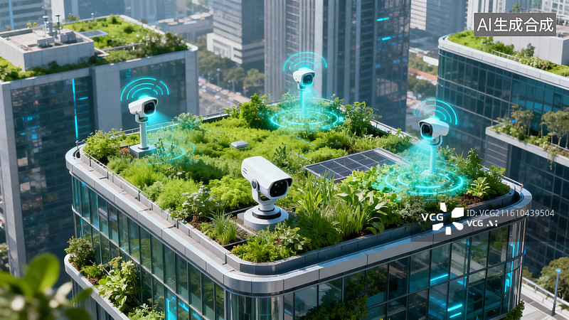 【AI数字艺术】智能屋顶绿化监控系统图片素材