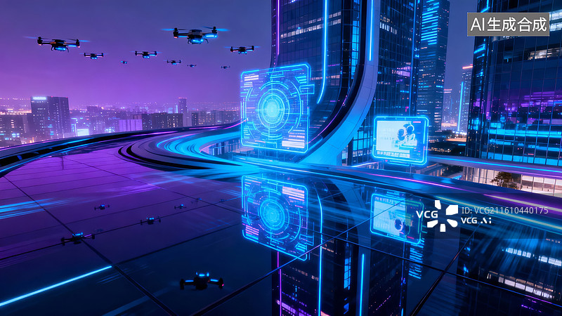 【AI数字艺术】紫色光环配星芒图案，象征科技光芒与创新力量，适合科技奖项或创新大赛图片素材