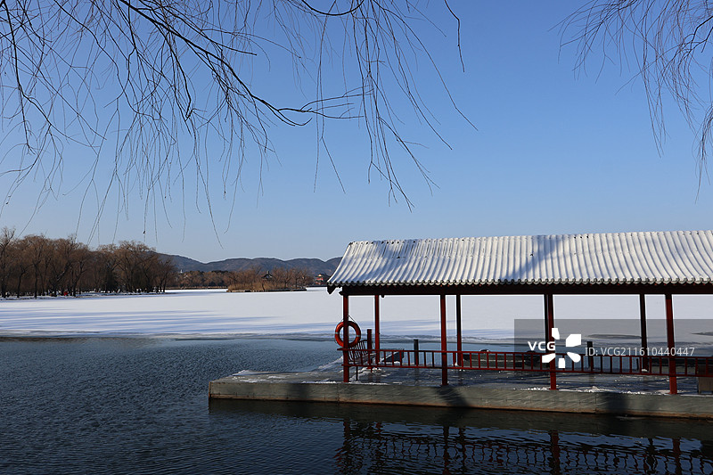 北京初雪后的水墨颐和园风光图片素材
