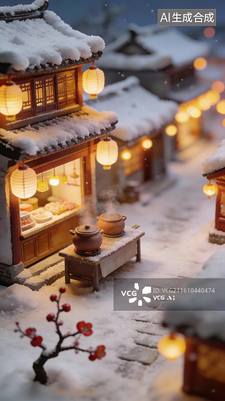 【AI数字艺术】竖版冬至节气海报底图14图片素材