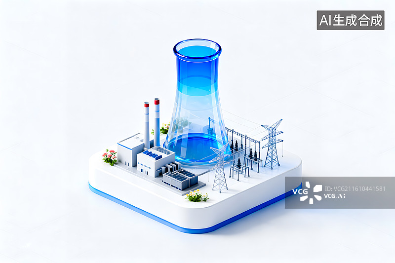 【AI数字艺术】清洁发电站能源科技模型环保能源设施微缩景观图片素材