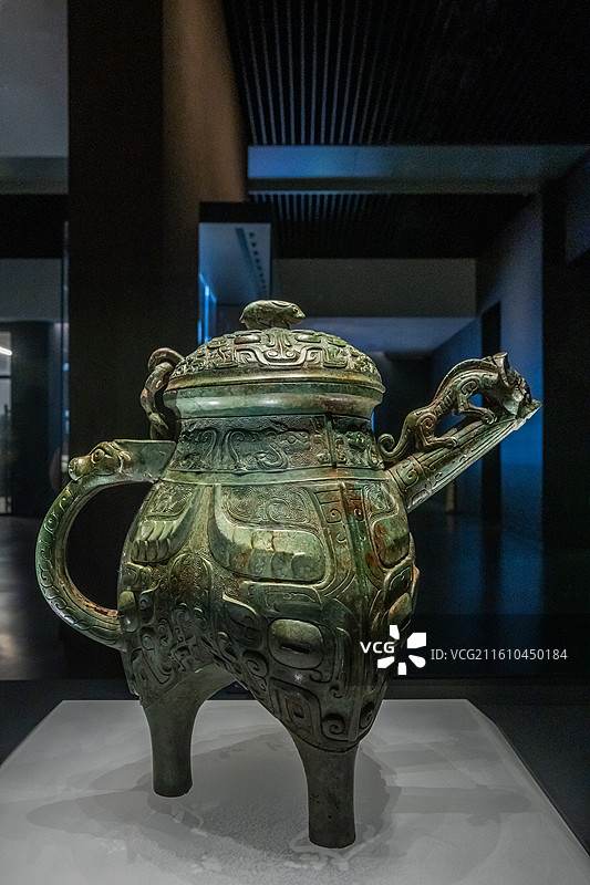 湖北省博物馆曾侯谏铜盉西周早期2013年随州叶家山墓地28号墓出土图片素材