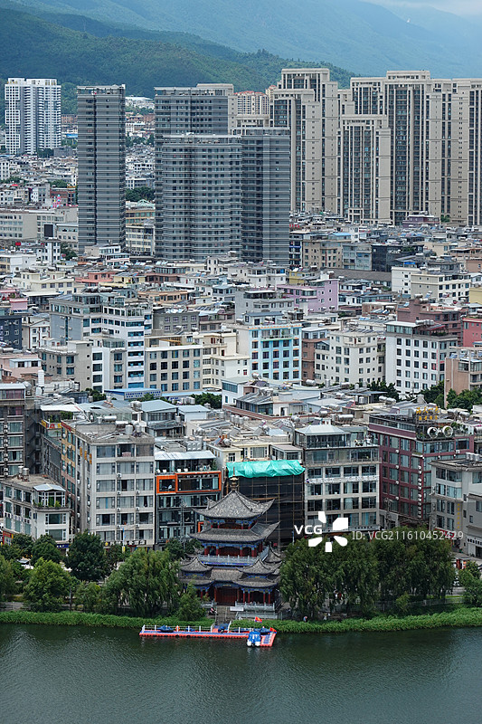 云南大理下关苍山洱海西洱河锁水阁城市风光图片素材