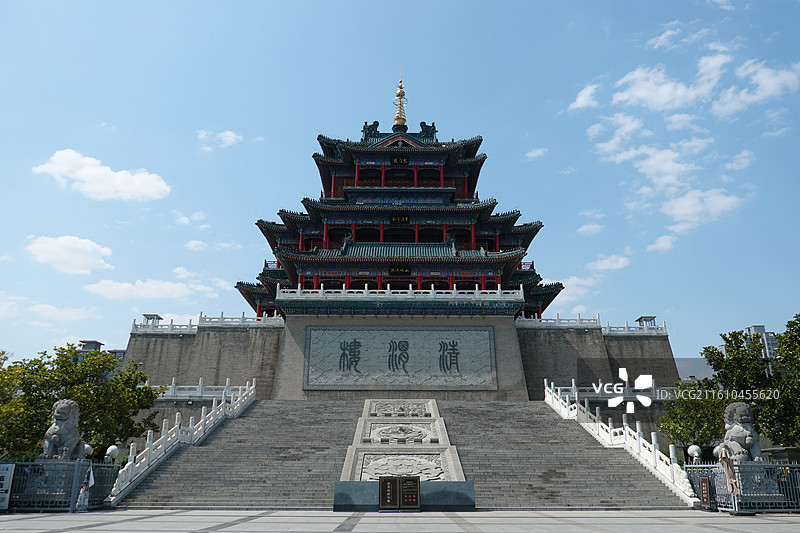 陕西省咸阳市渭城区渭河咸阳清渭楼咸阳楼秦楼图片素材