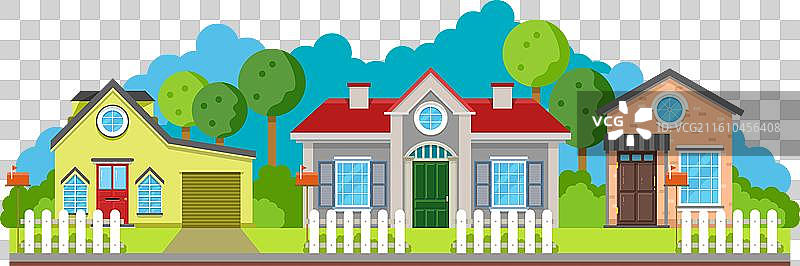 郊区建筑街道外观城镇色彩图片素材