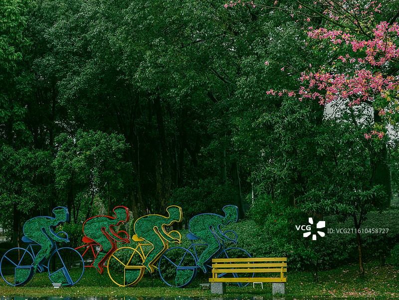 雨中的佛山罗村咏春体育公园图片素材