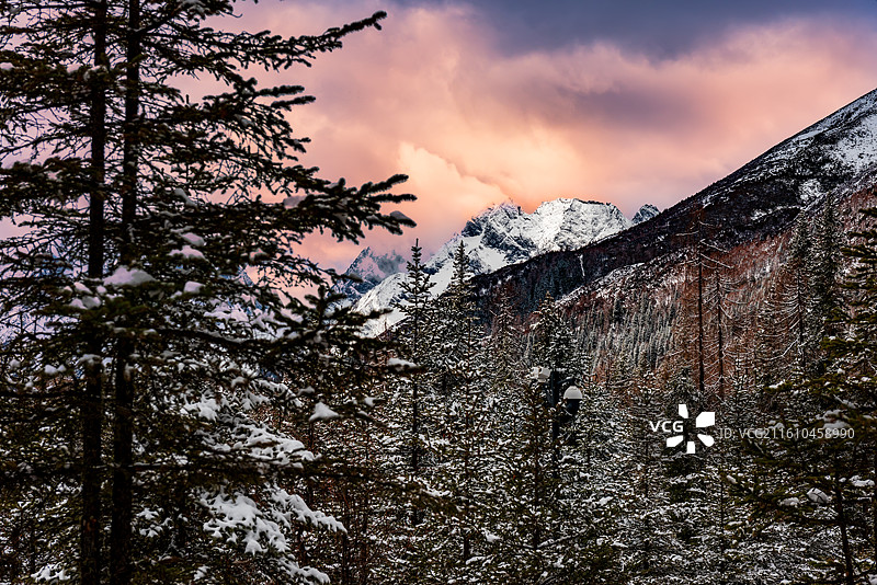 双桥沟冬日风景图片素材