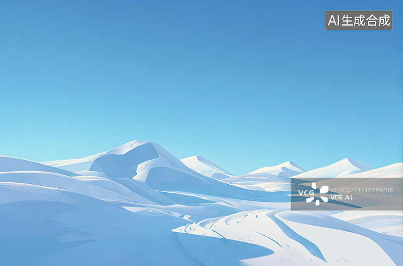 【AI数字艺术】雪原上的连绵山丘图片素材