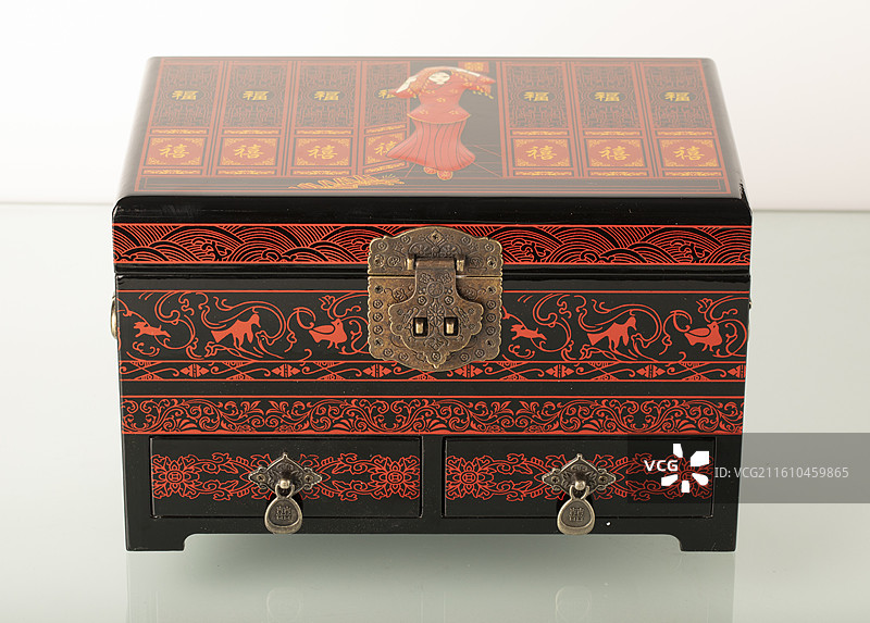 山西平遥特产手工艺推光漆器首饰盒图片素材