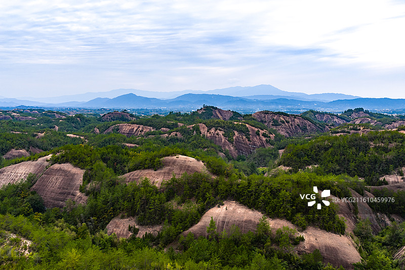 航拍湖南岳阳平江县石牛寨丹霞地貌图片素材
