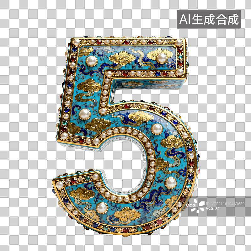 【AI数字艺术】3D景泰蓝云纹数字图片素材