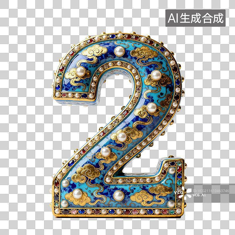 【AI数字艺术】3D景泰蓝云纹数字图片素材