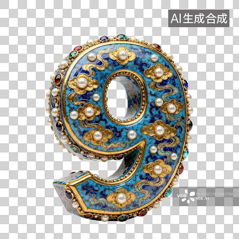 【AI数字艺术】3D景泰蓝云纹数字图片素材