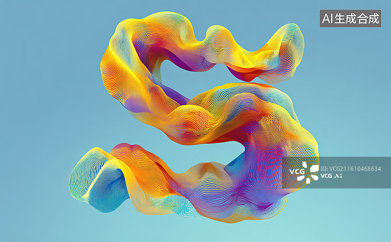 【AI数字艺术】彩色流动抽象形态图片素材