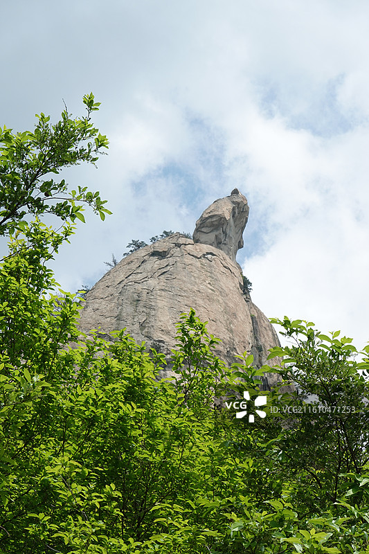 湖北省黄冈市麻城市麻城龟峰山：拜寿台拍龟首龟头龟峰旭日天下第一龟图片素材