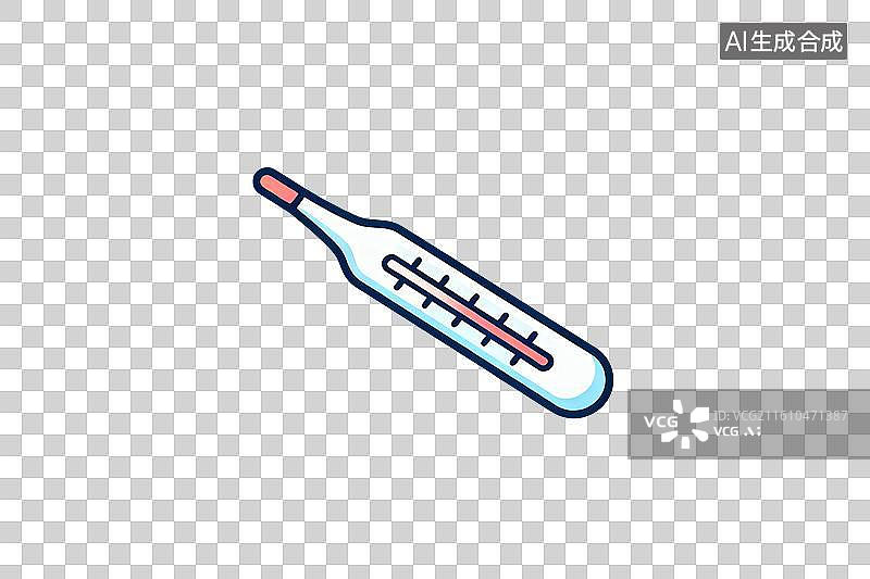 【AI数字艺术】卡通风格，一根水银温度计PNG格式的免扣元素图片素材