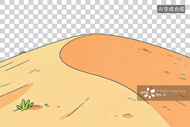 【AI数字艺术】卡通风格，一片沙漠PNG格式的免扣元素图片素材