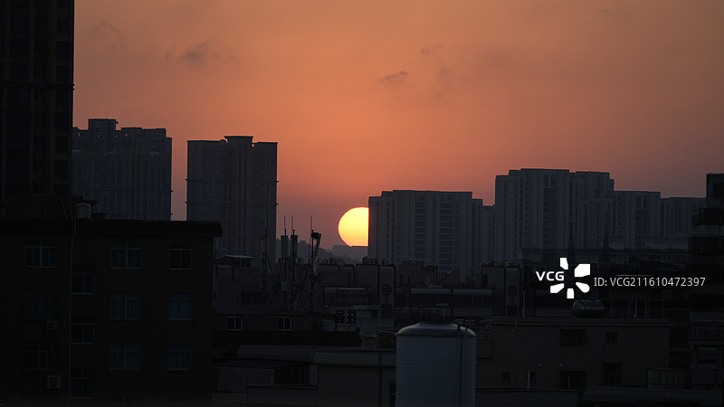 小城日落图片素材