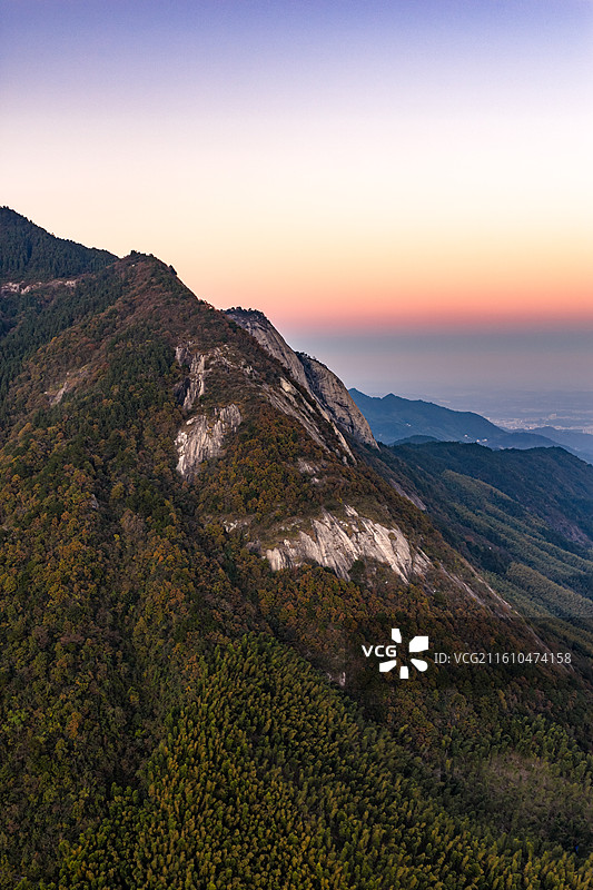 航拍湖南衡阳南岳雷钵峰日落风光图片素材