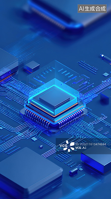 【AI数字艺术】芯片电路板科技特写图片素材