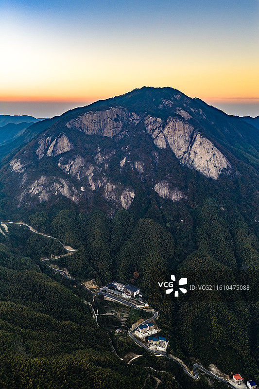 航拍湖南衡阳南岳雷钵峰日落风光图片素材