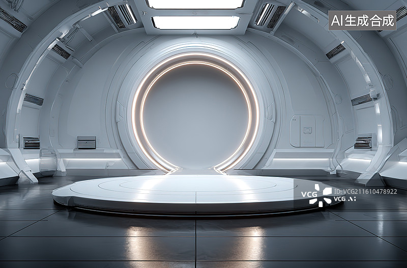 【AI数字艺术】未来科技风格室内空间图片素材