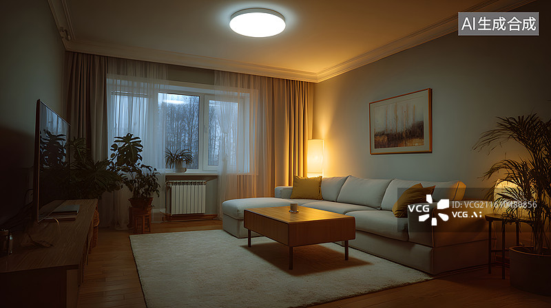 【AI数字艺术】现代客厅的空间布局图片素材