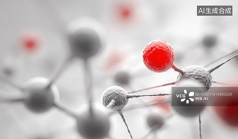 【AI数字艺术】分子结构中的红色原子图片素材