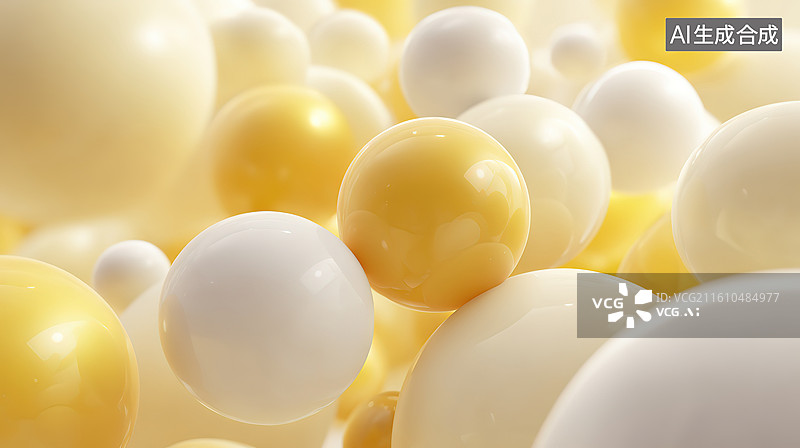 【AI数字艺术】金色与白色球体的抽象排列图片素材