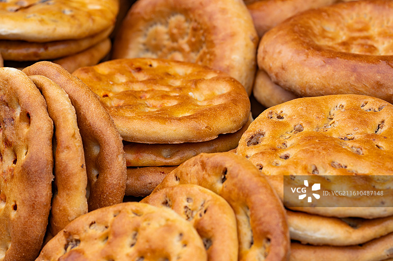 新疆特色美食 烤馕饼 芝麻馕 玫瑰囊 牛奶馕图片素材