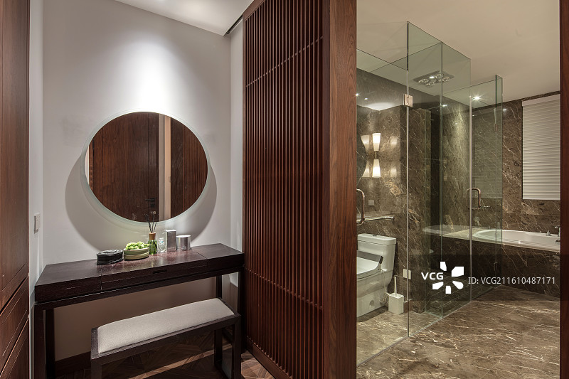 高端住宅样板间中式卫浴空间图片素材