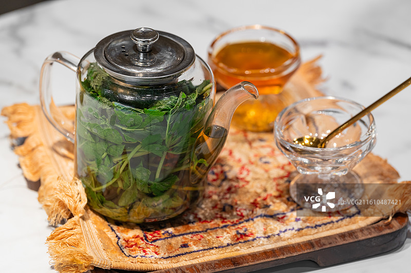 新疆 薄荷茶 蜂蜜 茶歇 特色 摩洛哥 文化 中亚图片素材