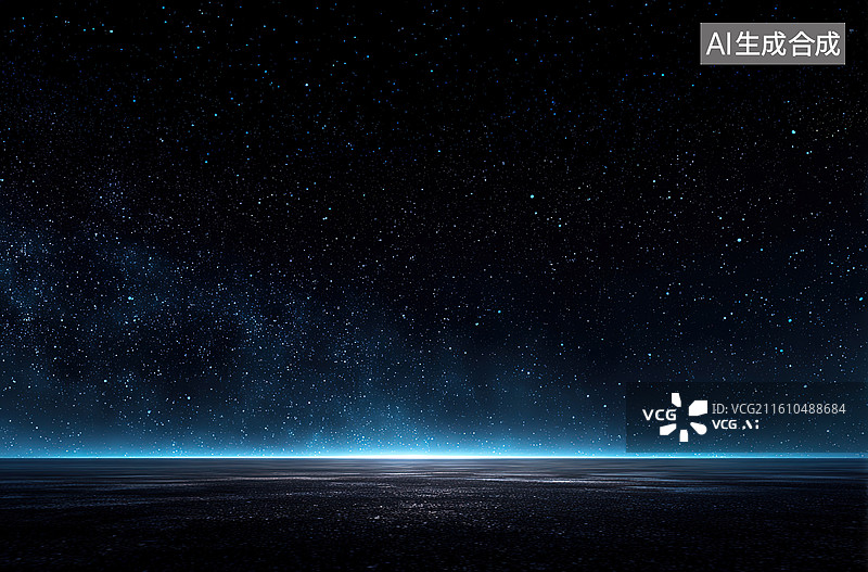 【AI数字艺术】星空下的地球地平线图片素材